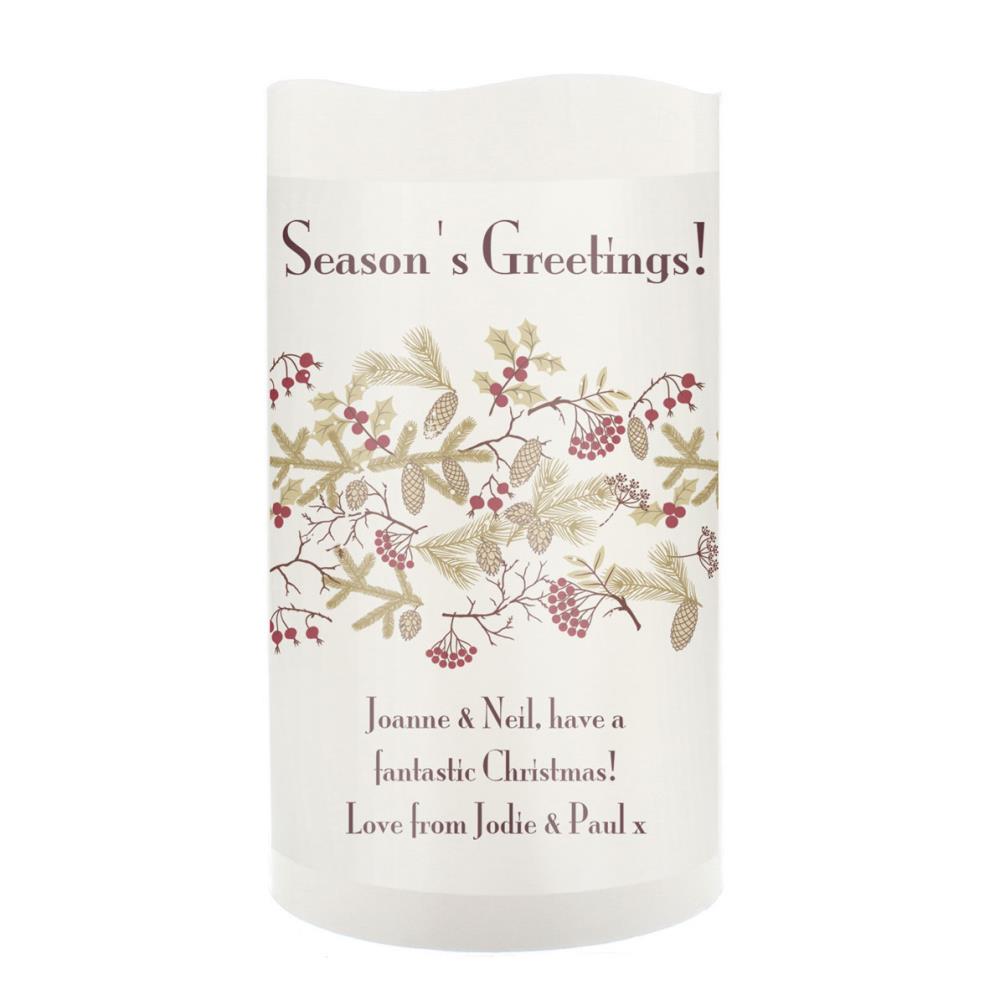 Personalised Christmas Floral LED Candle £13.49